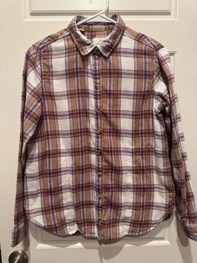 JACHS Girlfriend New York Plaid Button-Down Flannel Shirt with pockets